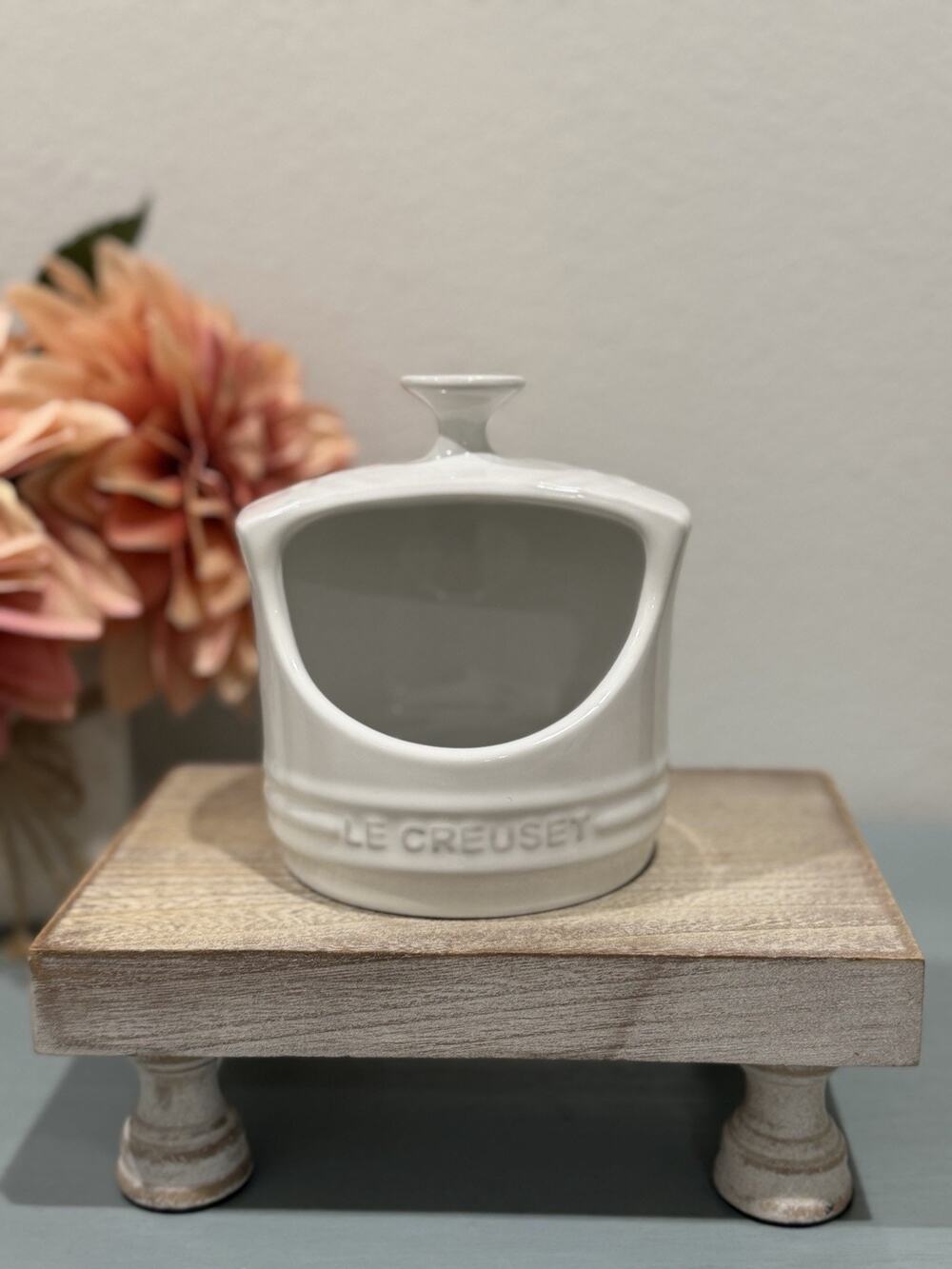 Le Creuset Salt Crock Keeper White Stoneware New